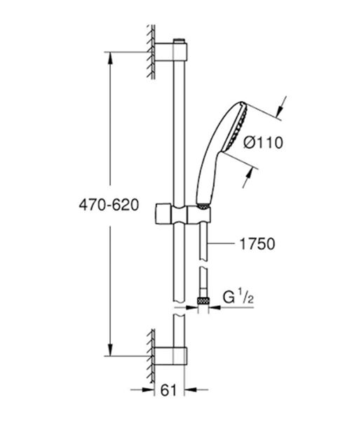 Tuš garnitura 600mm GROHE Tempesta New - Slika 2