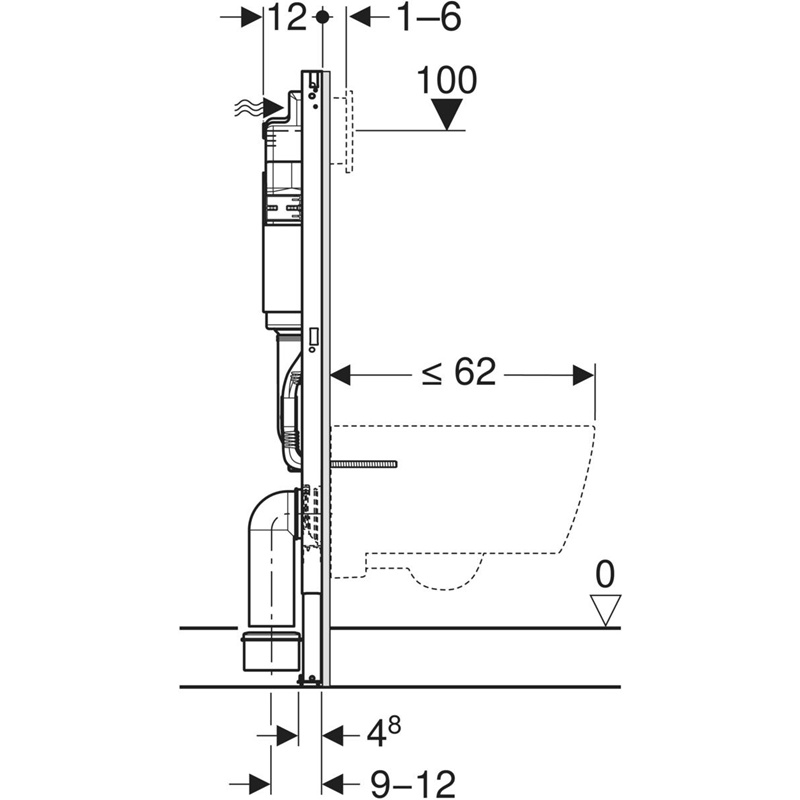 Montažni element 112cm za ugradbeni vodokotlić GEBERIT Duofix basic + Delta 01 bijela tipka - Slika 3