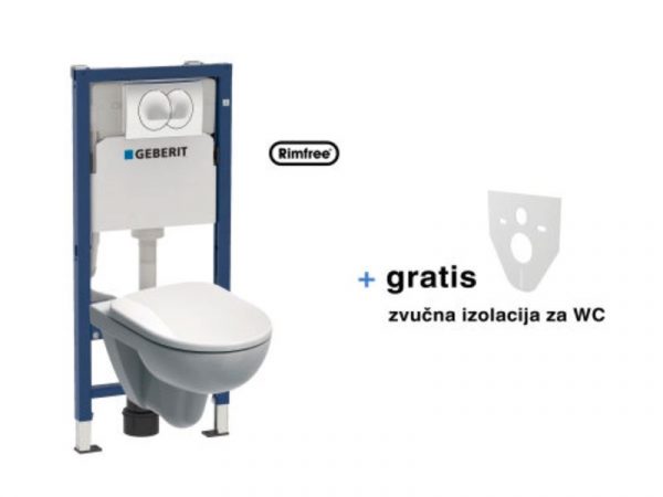 Ugradbeni vodokotlić, tipka i WC viseći sa sjedalom GEBERIT Delta20 Kolo Idol Nera sofclose set
