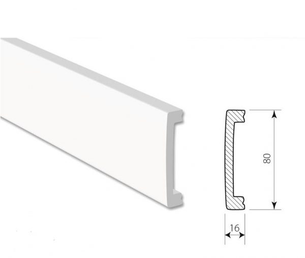 Zidna lajsna Profifloor bijela duljine 2,0m PW 5108 80x15mm