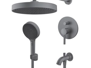 Mješalica za kadu podžbukna, izljev, zidni i ručni tuš Gee.O gun metal siva