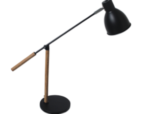 Stolna lampa E27, MAX 11W, crno/drvo