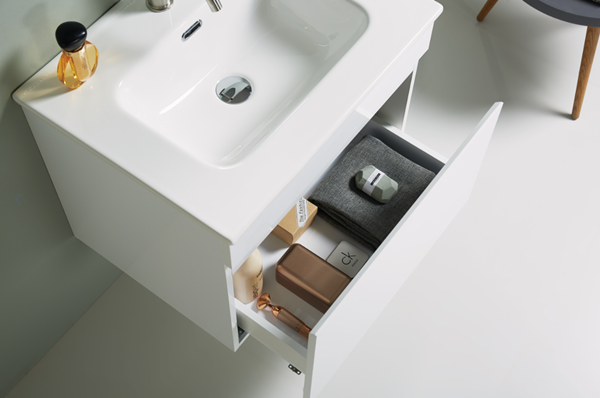 Kupaonski ormarić UNILINE LUMA 600 bijeli s umivaonikom i soft close ladicom - Slika 2